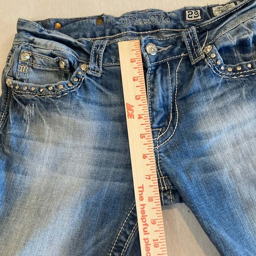 Miss Me Bootcut Jeans 29 (28x31.5) Medium Wash Embellished Distressed JW5180B12